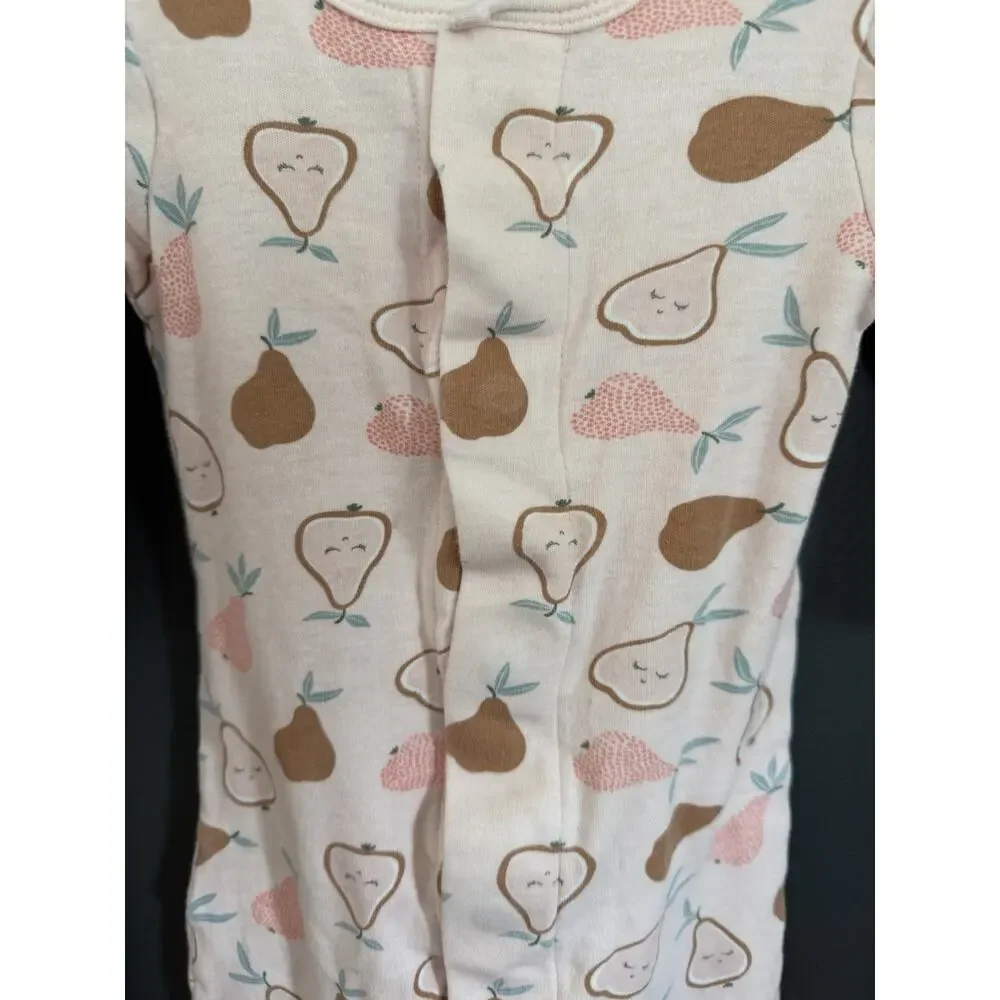 Easy=Magnetic Close Baby Pajamas 6-9 Months Pink Pears Cotton Magnet Girl E=mc